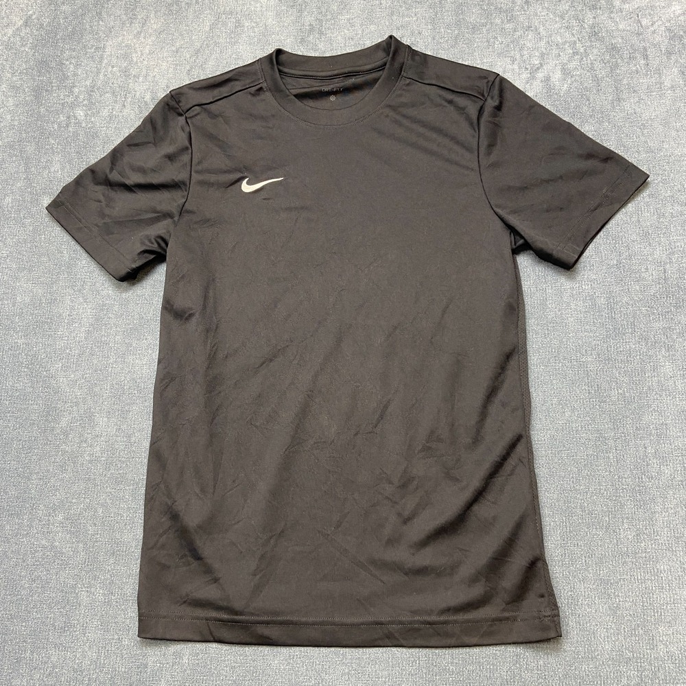 Nike Dri Fit T-Shirt Boys Small Black Performance Short Sleeve Athletic Training